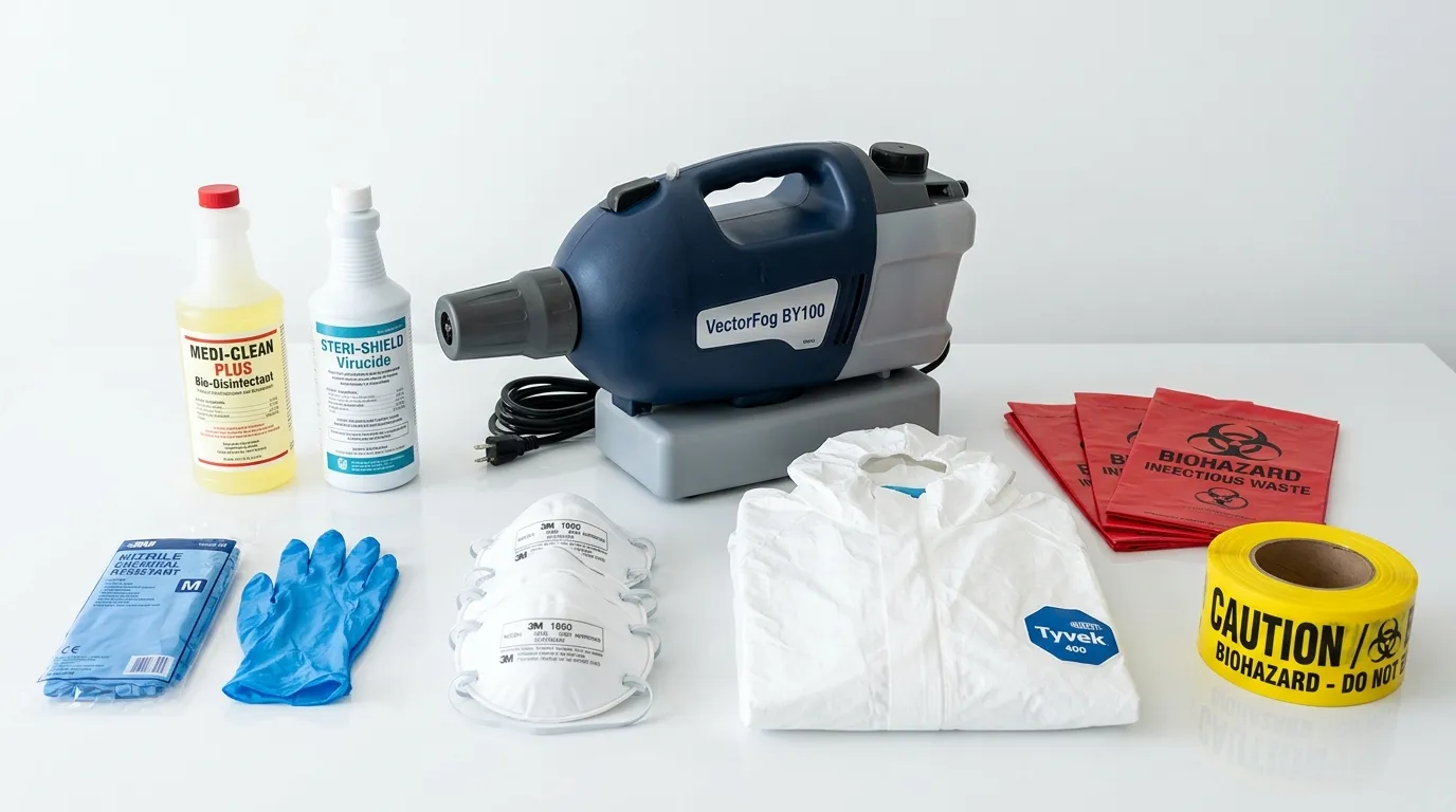 Professional biohazard remediation crew working in Hewlett